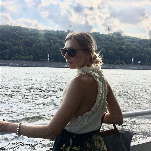 Ruffle Trim Silk Top - Picture 5 of 5